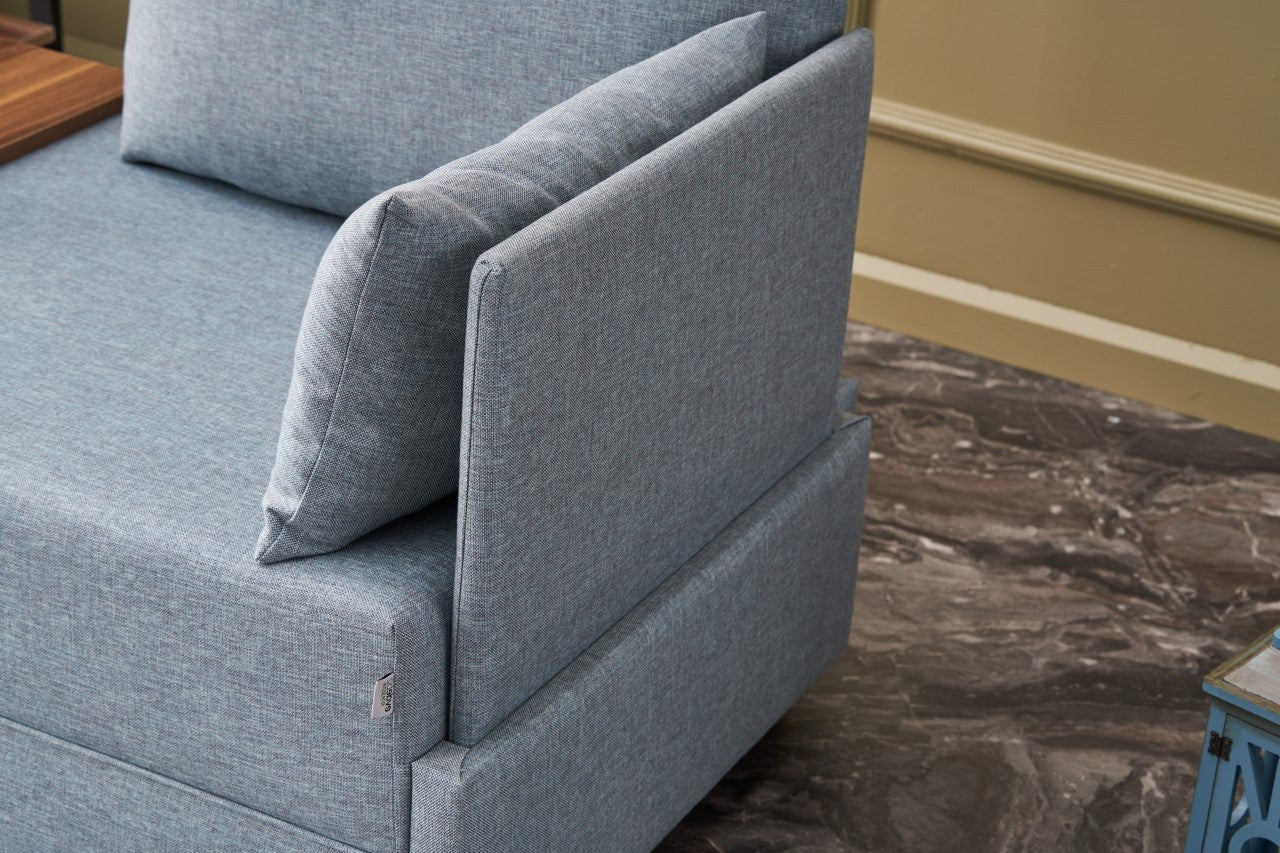 Poltrona "Geneva" com Mesa de Apoio Incorporada - Azul - Design Moderno - A minha loja