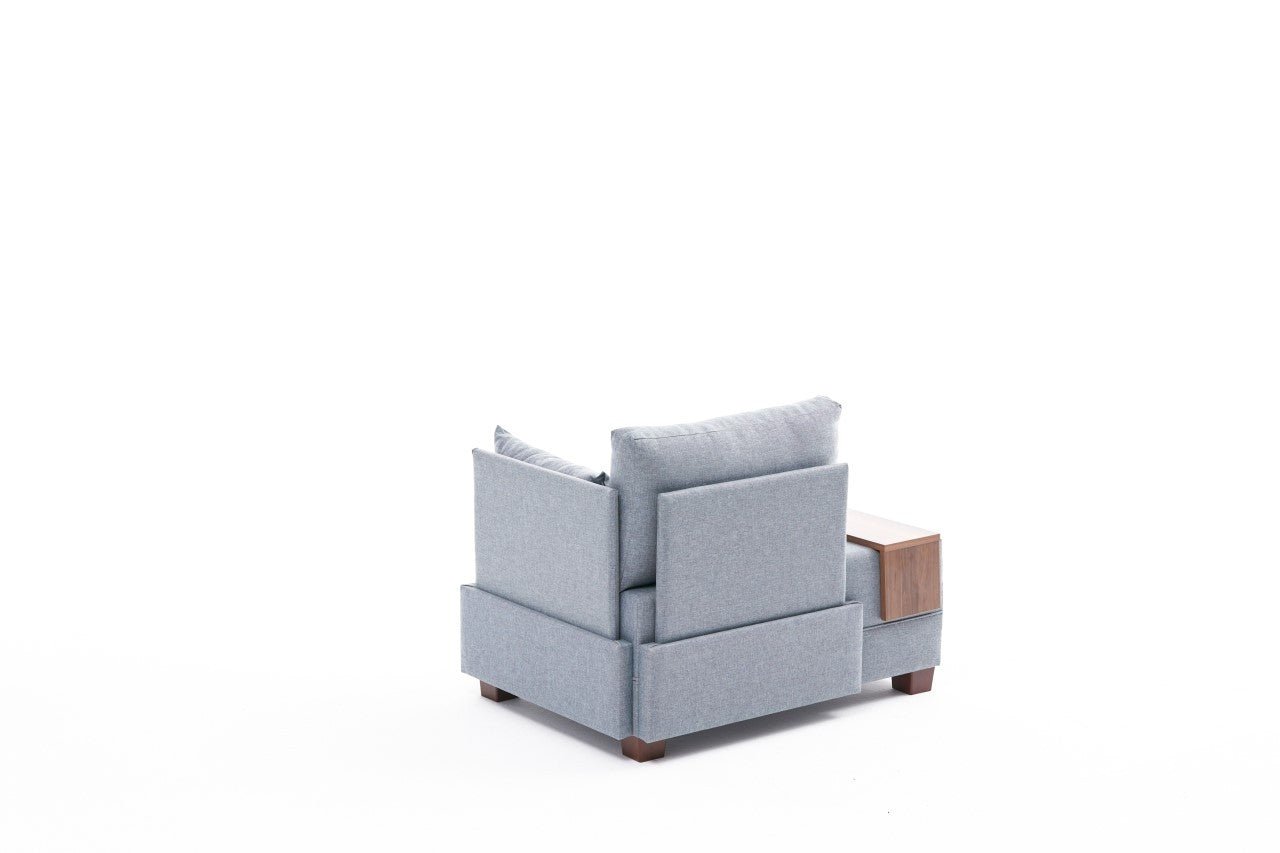 Poltrona "Geneva" com Mesa de Apoio Incorporada - Azul - Design Moderno - A minha loja