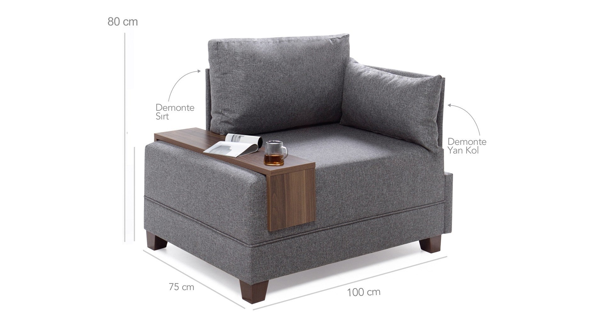 Poltrona "Geneva" com Mesa de Apoio Incorporada - Bege - Design Moderno - A minha loja