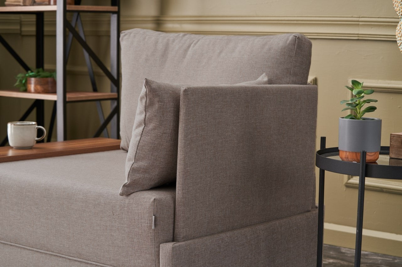 Poltrona "Geneva" com Mesa de Apoio Incorporada - Bege - Design Moderno - A minha loja