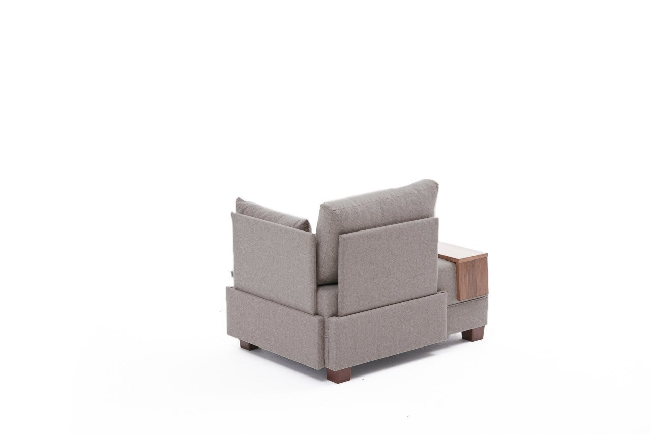 Poltrona "Geneva" com Mesa de Apoio Incorporada - Bege - Design Moderno - A minha loja