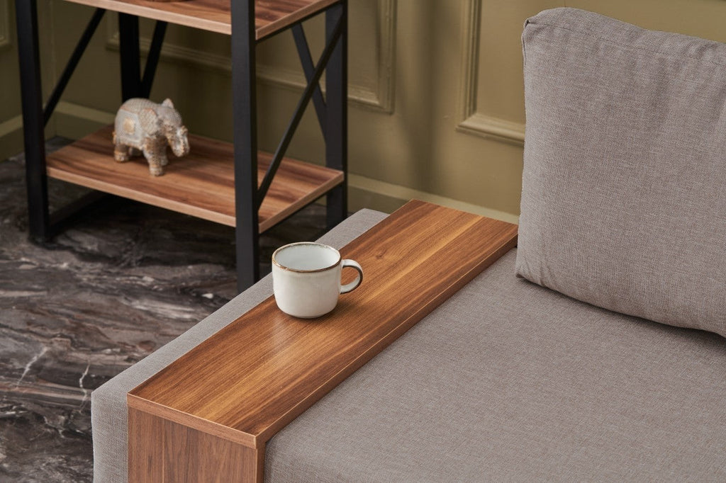 Poltrona "Geneva" com Mesa de Apoio Incorporada - Bege - Design Moderno - A minha loja