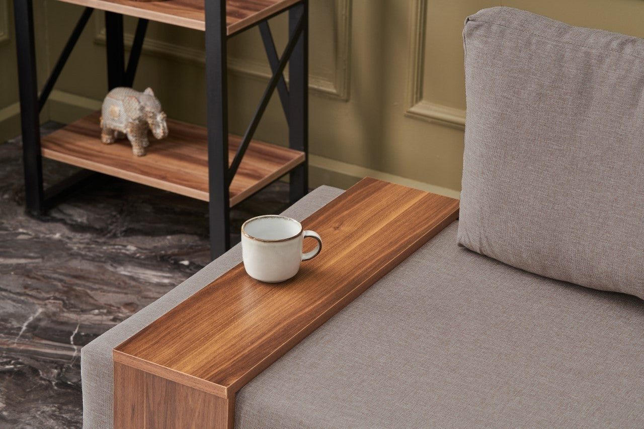 Poltrona "Geneva" com Mesa de Apoio Incorporada - Bege - Design Moderno - A minha loja