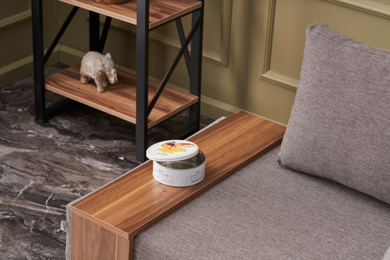 Poltrona "Geneva" com Mesa de Apoio Incorporada - Castanho - Design Moderno - A minha loja
