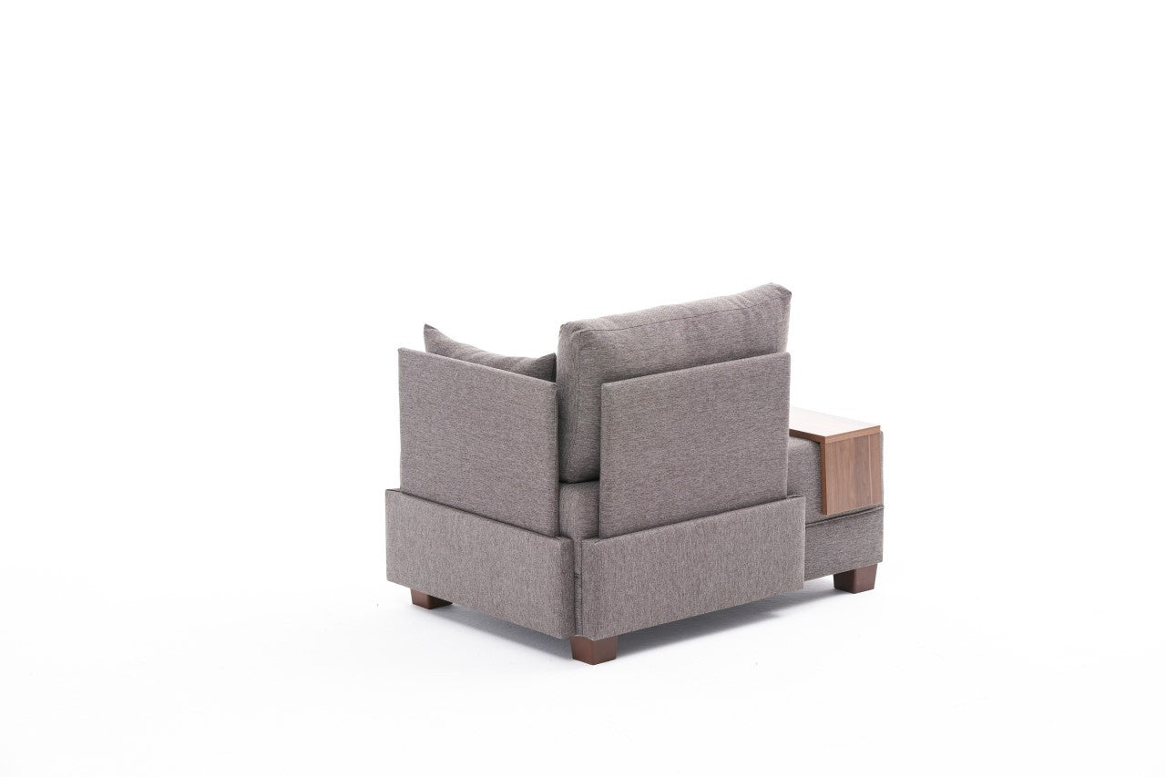 Poltrona "Geneva" com Mesa de Apoio Incorporada - Castanho - Design Moderno - A minha loja
