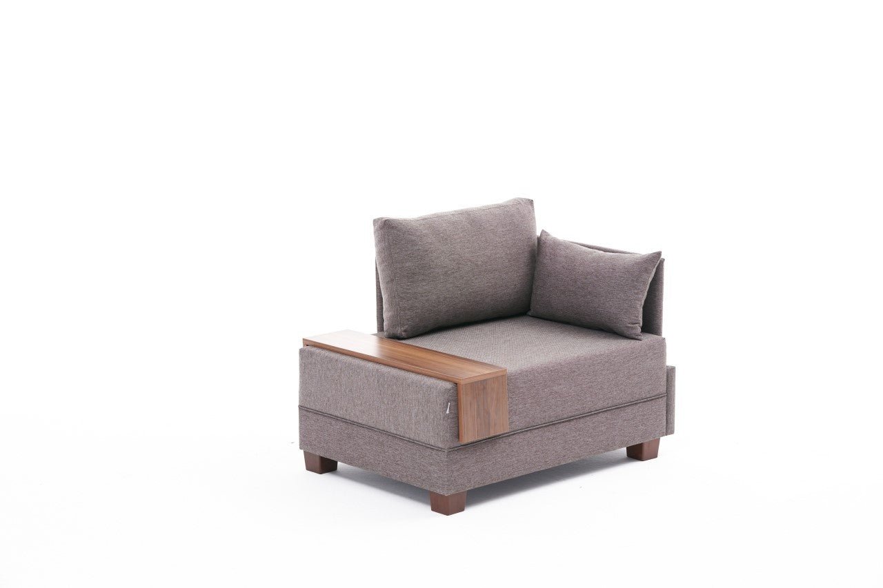 Poltrona "Geneva" com Mesa de Apoio Incorporada - Castanho - Design Moderno - A minha loja