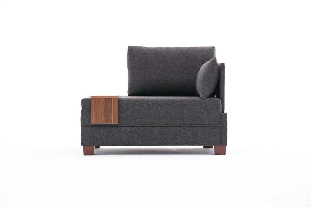 Poltrona "Geneva" com Mesa de Apoio Incorporada - Cinzento Escuro - Design Moderno - A minha loja