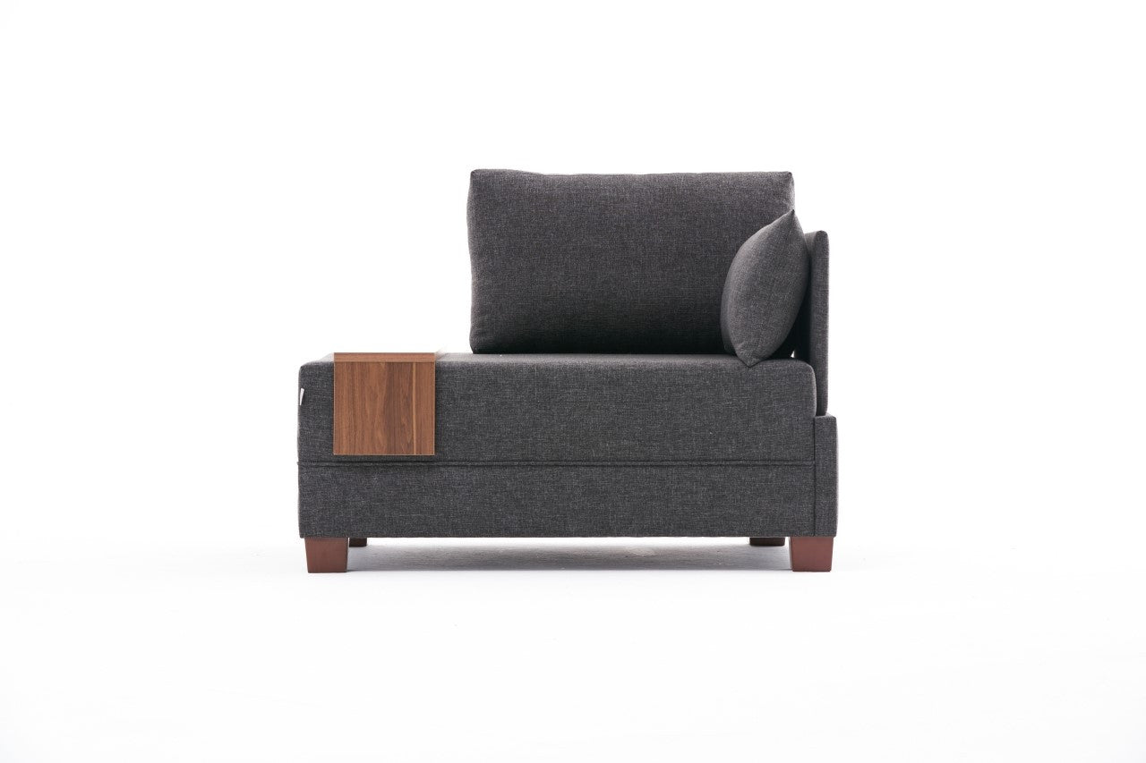 Poltrona "Geneva" com Mesa de Apoio Incorporada - Cinzento Escuro - Design Moderno - A minha loja