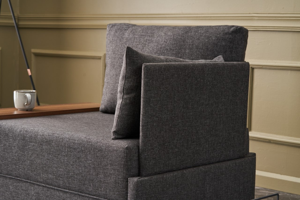 Poltrona "Geneva" com Mesa de Apoio Incorporada - Cinzento Escuro - Design Moderno - A minha loja