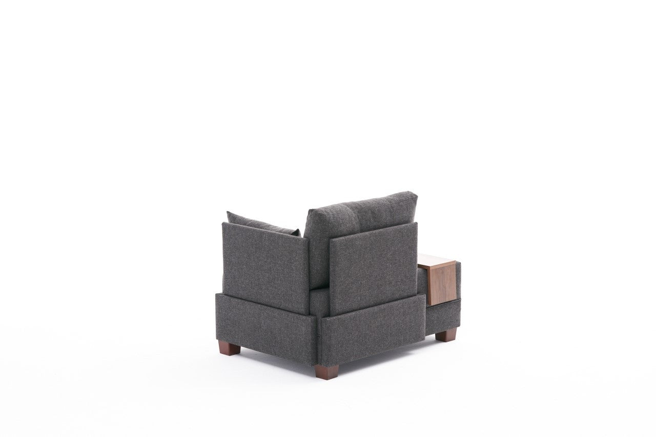 Poltrona "Geneva" com Mesa de Apoio Incorporada - Cinzento Escuro - Design Moderno - A minha loja