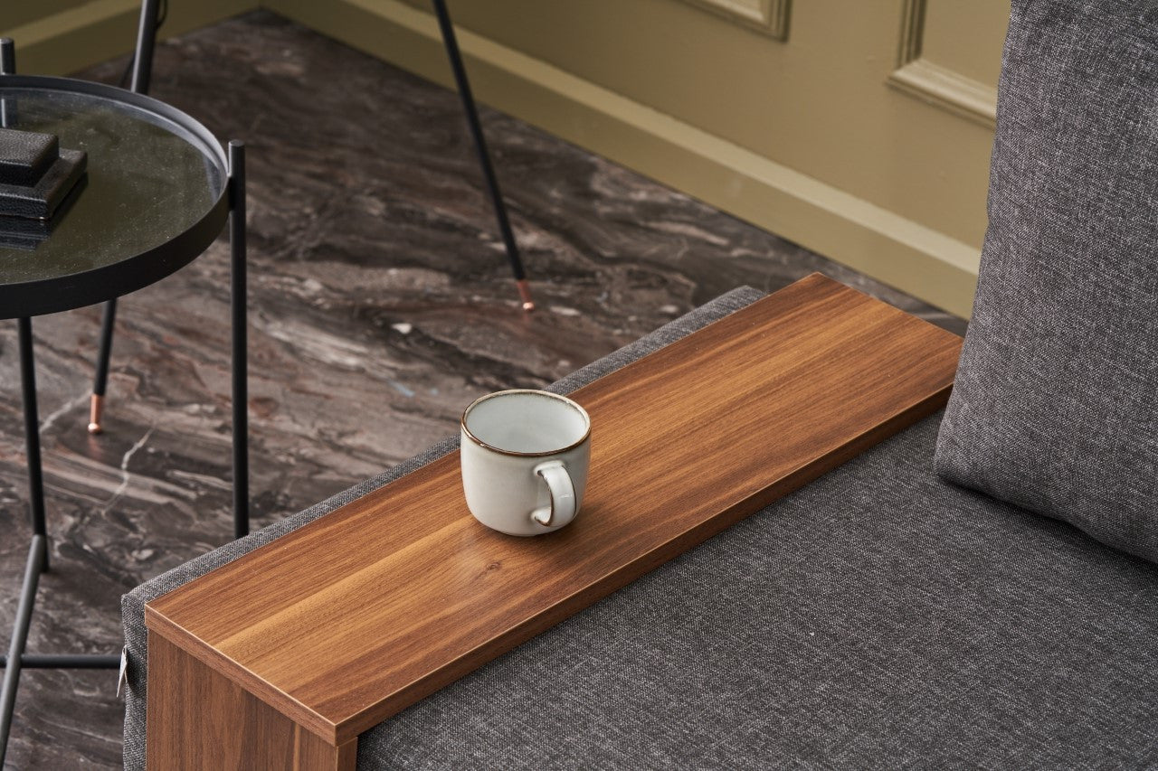 Poltrona "Geneva" com Mesa de Apoio Incorporada - Cinzento Escuro - Design Moderno - A minha loja
