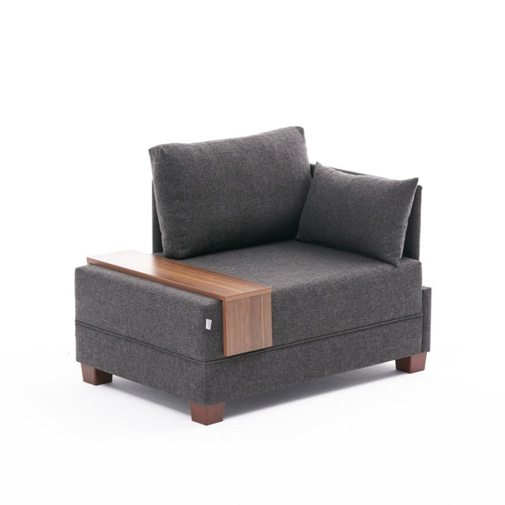 Poltrona "Geneva" com Mesa de Apoio Incorporada - Cinzento Escuro - Design Moderno - A minha loja