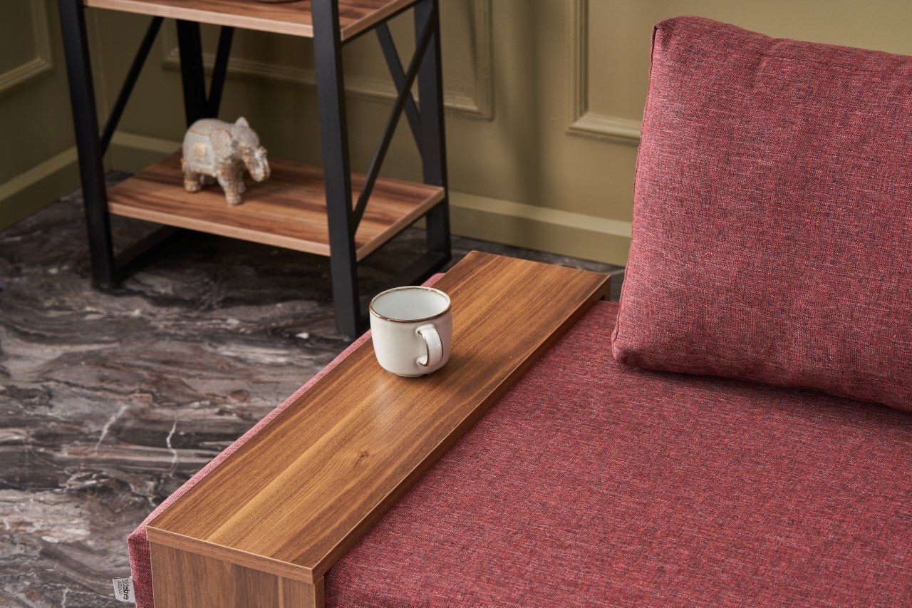 Poltrona "Geneva" com Mesa de Apoio Incorporada - Vermelho Tinto - Design Moderno - A minha loja