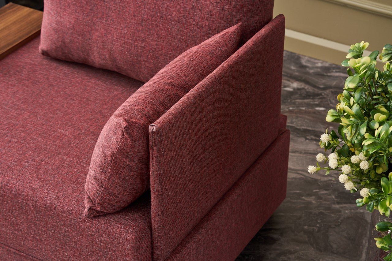 Poltrona "Geneva" com Mesa de Apoio Incorporada - Vermelho Tinto - Design Moderno - A minha loja
