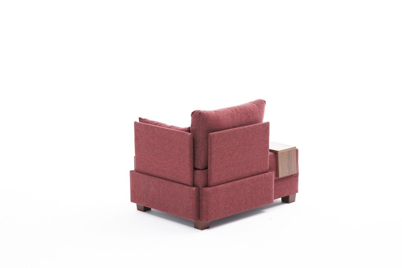Poltrona "Geneva" com Mesa de Apoio Incorporada - Vermelho Tinto - Design Moderno - A minha loja