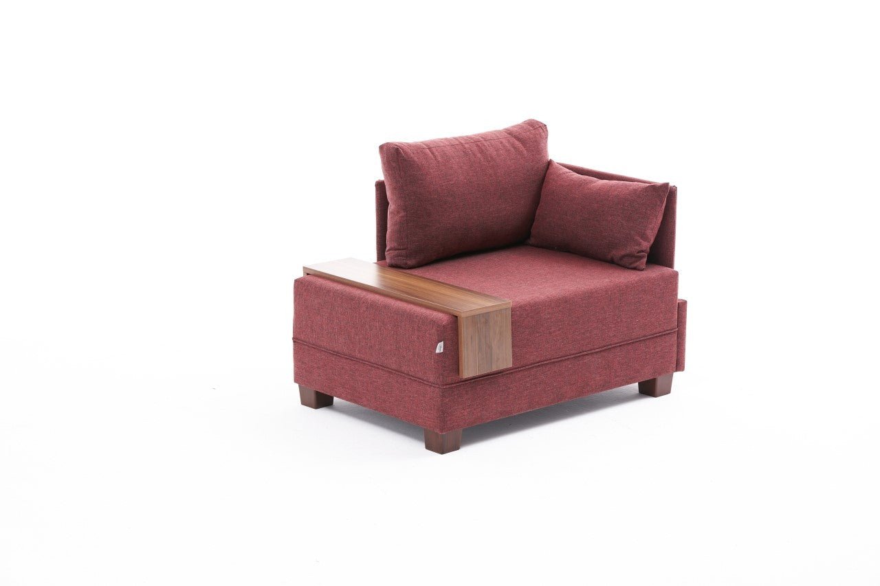 Poltrona "Geneva" com Mesa de Apoio Incorporada - Vermelho Tinto - Design Moderno - A minha loja
