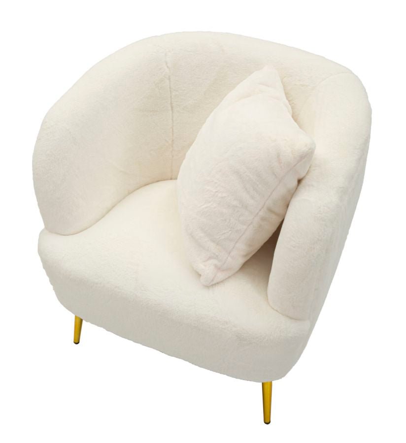 Poltrona Glam Soffy em Pele Sintética – 73x66x78 cm – Branco e Dourado - A minha loja
