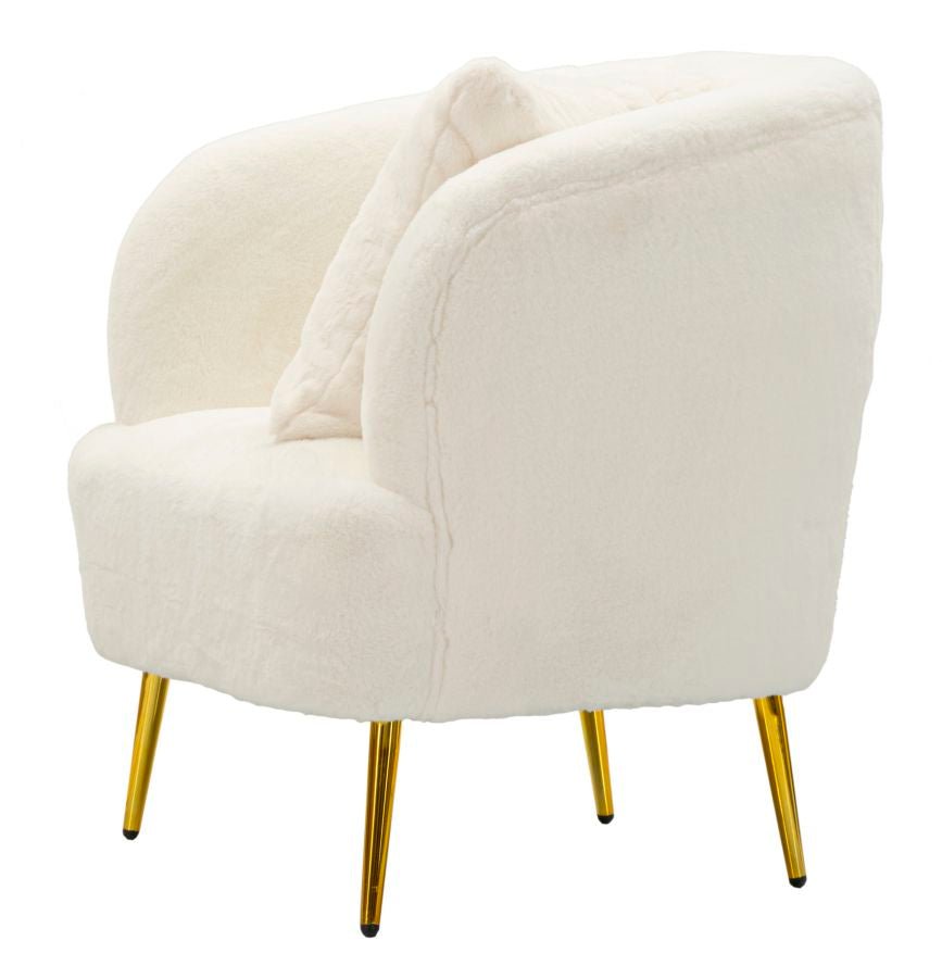 Poltrona Glam Soffy em Pele Sintética – 73x66x78 cm – Branco e Dourado - A minha loja