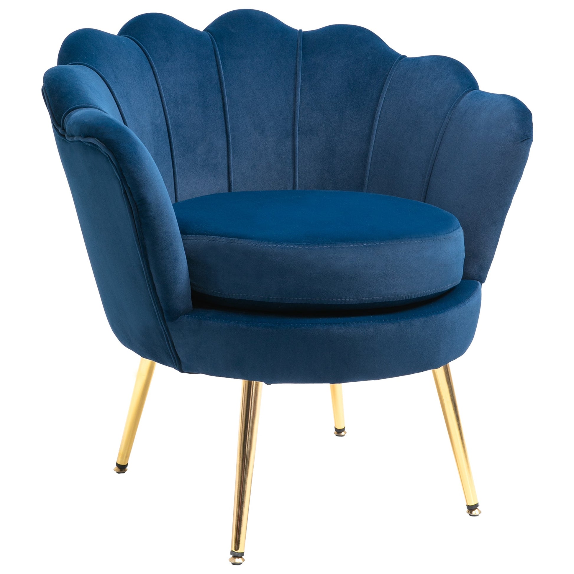 Poltrona "Lisboa" – 76x67x74 cm – Azul e Dourado – Veludo – Design Vintage - A minha loja