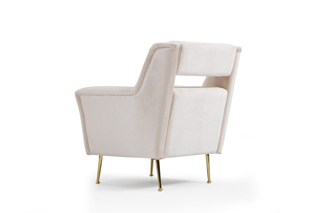 Poltrona "Mira" – Design Elegante – Creme com Pernas Douradas - A minha loja