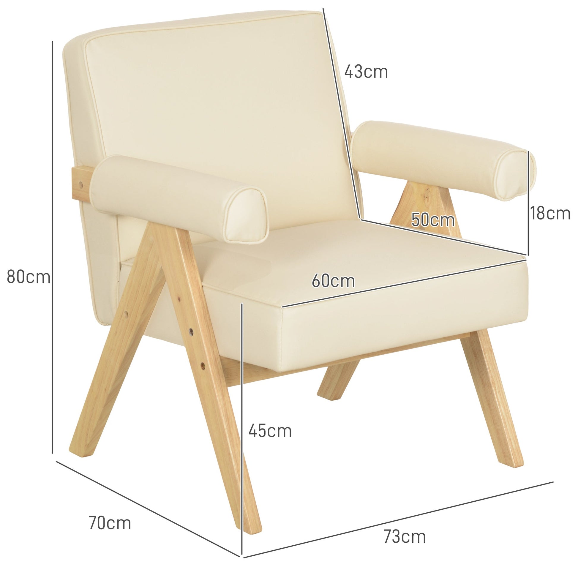 Poltrona Nórdica "Freja" – 73x70x80 cm – Creme - A minha loja