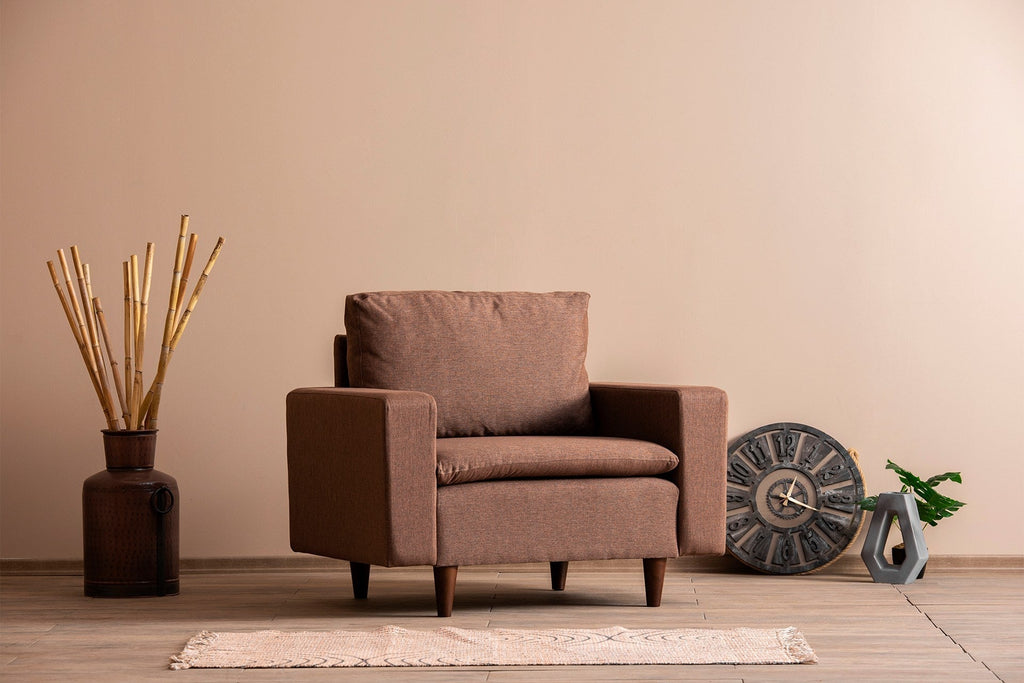 Poltrona Pafu Lungo — Castanho Claro - 105x52x75 cm - Design Moderno - A minha loja