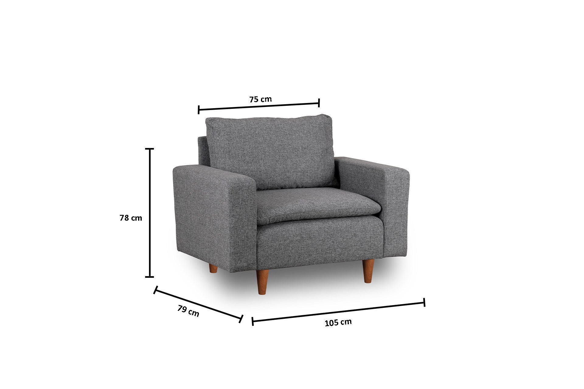 Poltrona Pafu Lungo — Cinzento Claro - 105x52x75 cm - Design Moderno - A minha loja