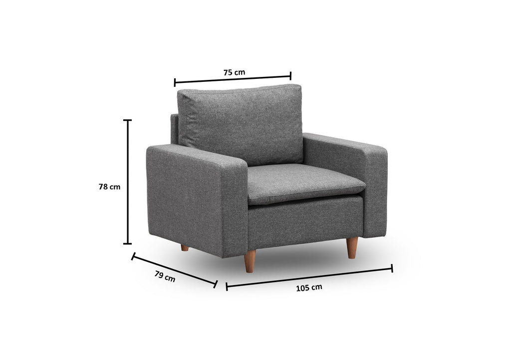Poltrona Pafu Lungo — Cinzento Escura - 105x52x75 cm - Design Moderno - A minha loja