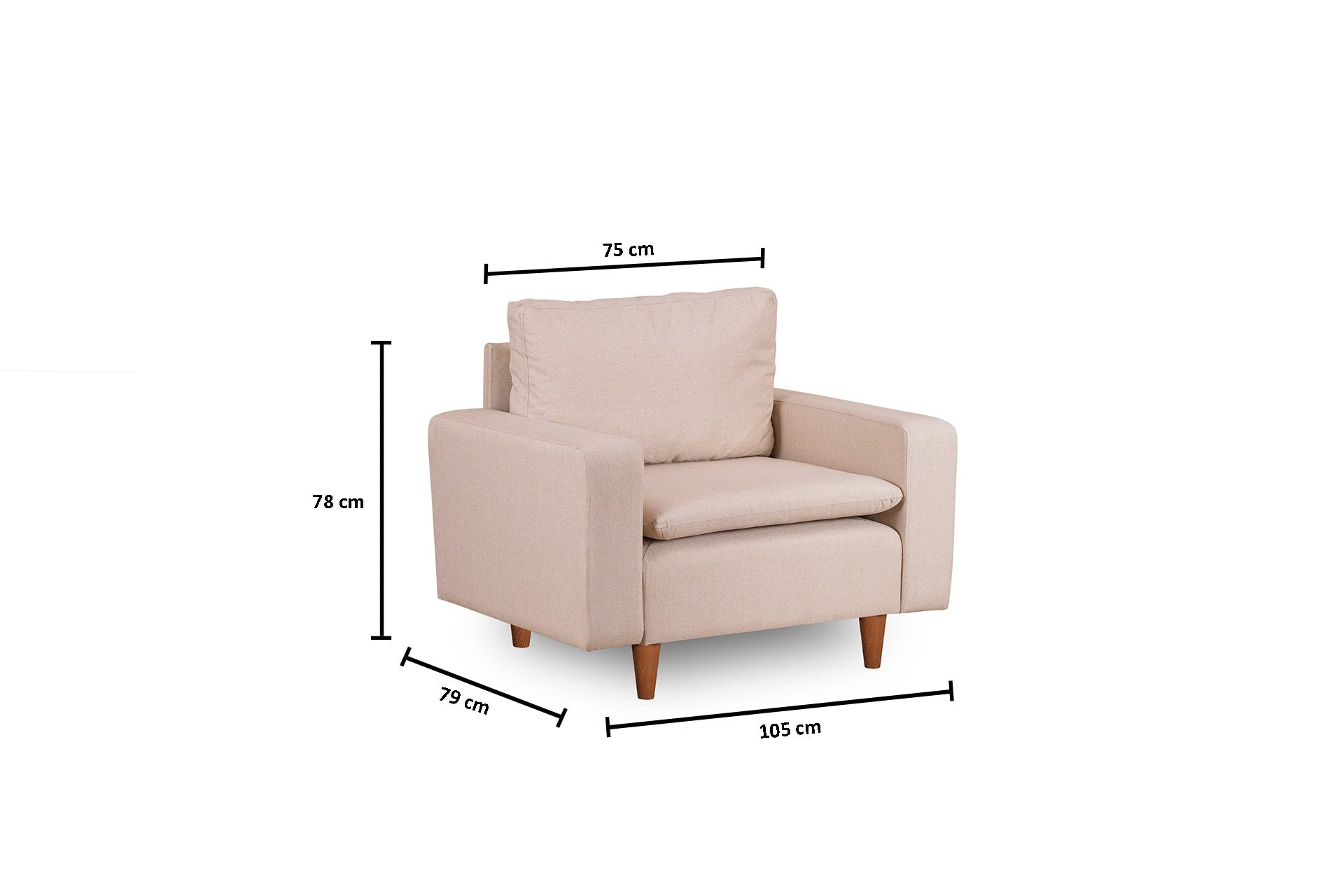 Poltrona Pafu Lungo - Creme - 105x52x75 cm - Design Moderno - A minha loja