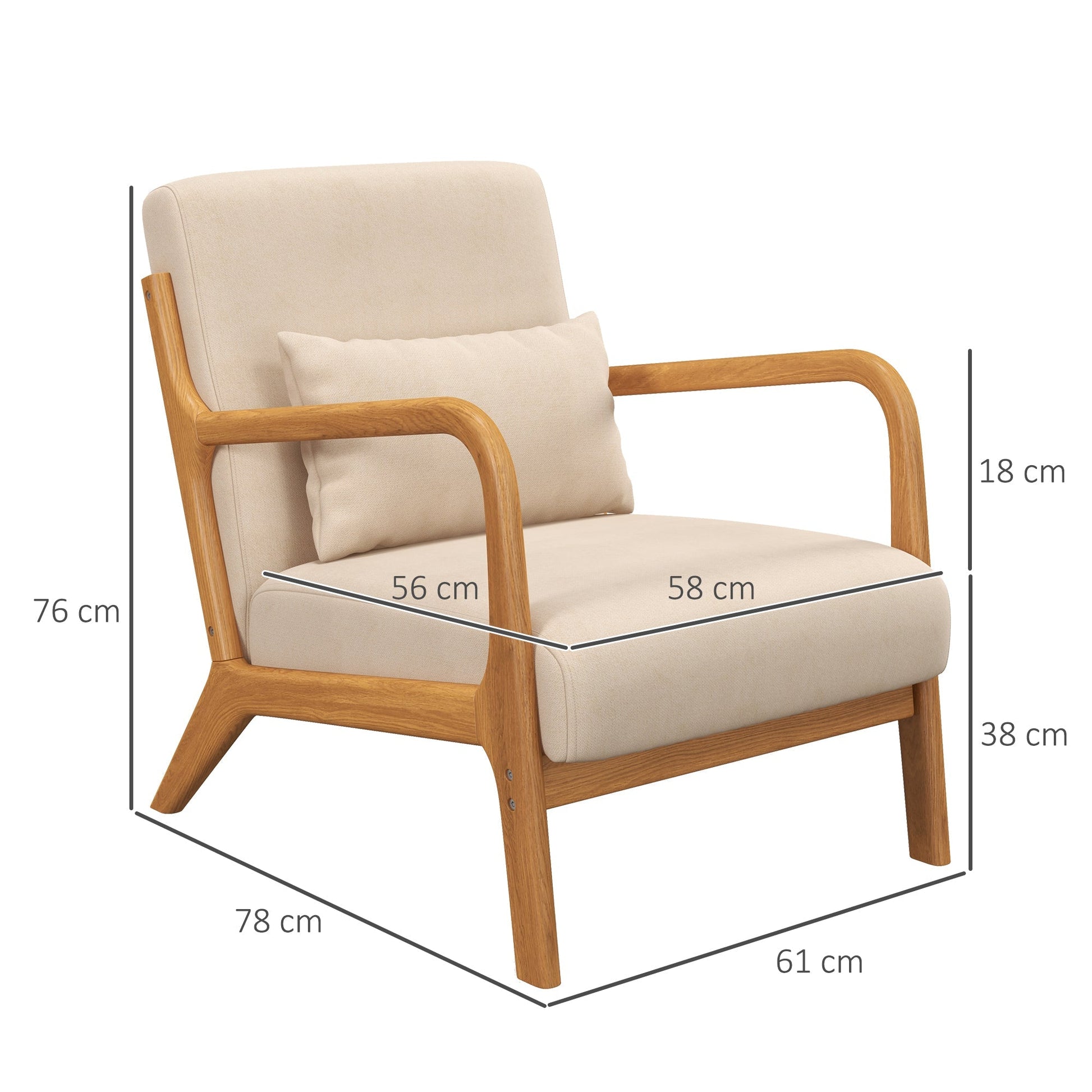 Poltrona "Porto" – 61x78x76 cm – Bege – Veludo – Design Nórdico - A minha loja