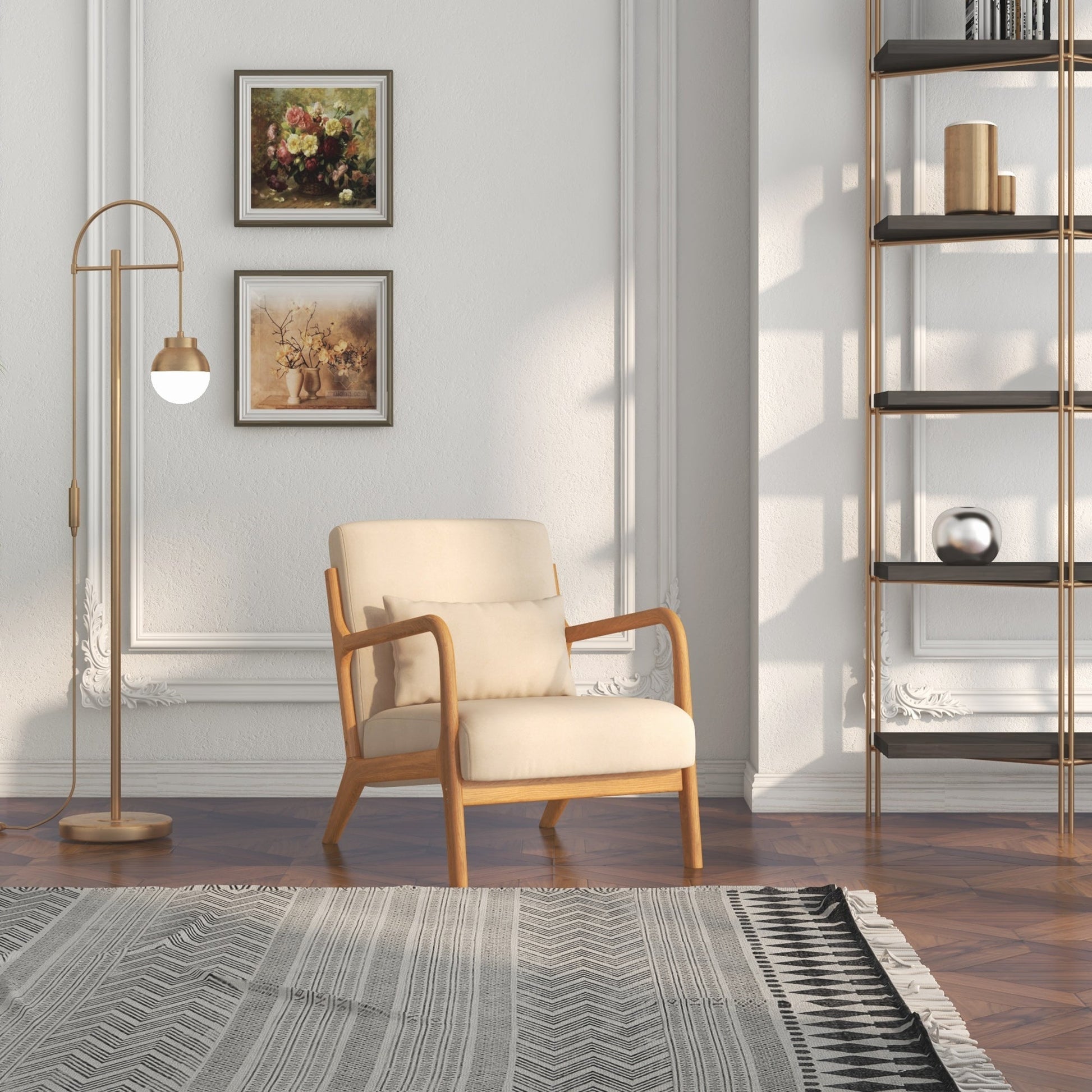 Poltrona "Porto" – 61x78x76 cm – Bege – Veludo – Design Nórdico - A minha loja