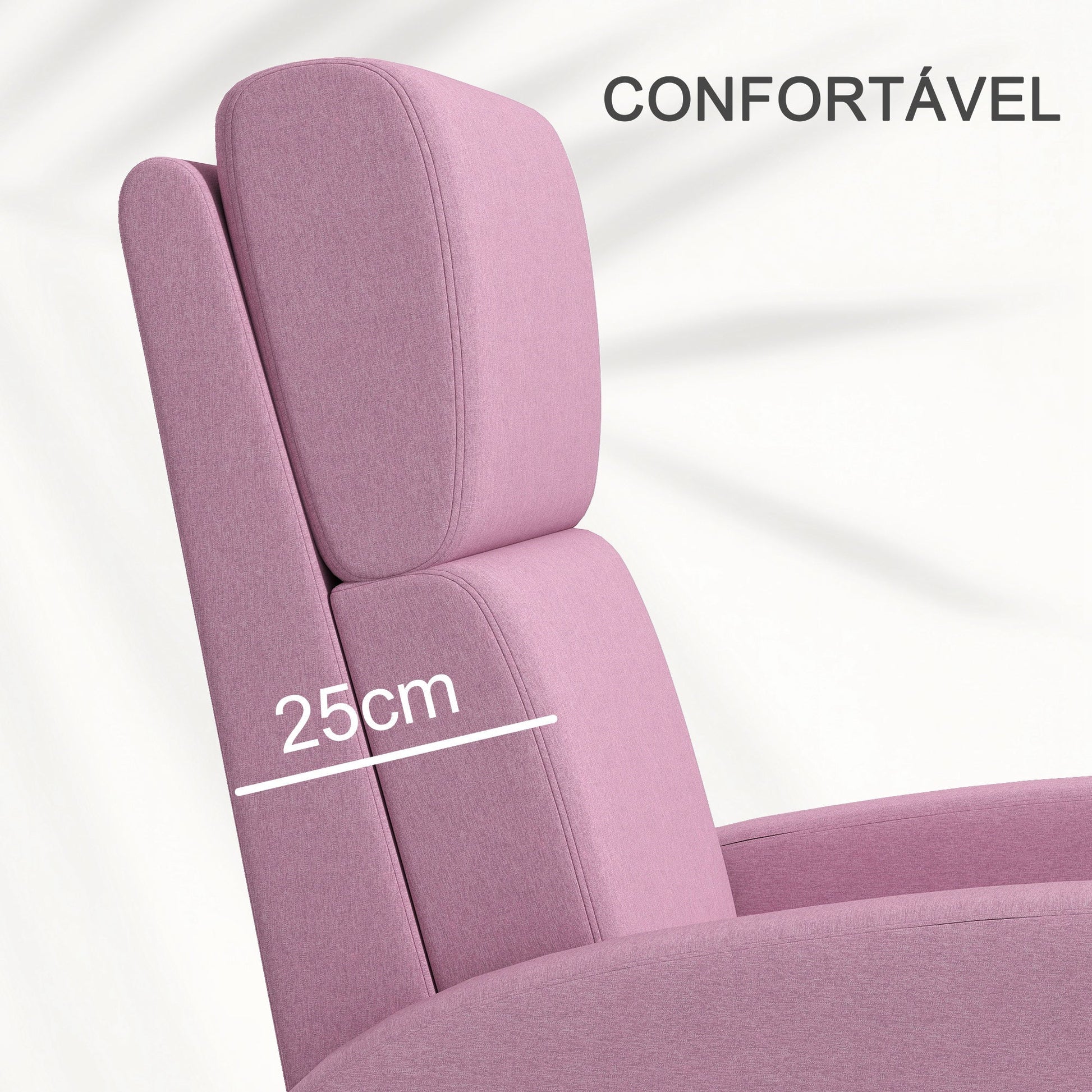 Poltrona Relax Reclinável Manual em Linho – Rosa – 64x86x102 cm - A minha loja