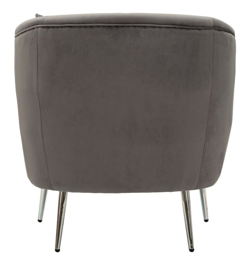Poltrona Silvery com Almofada - Madeira e Veludo Cinza com Pernas Pratas - 73 cm x 66 cm x 78 cm - A minha loja