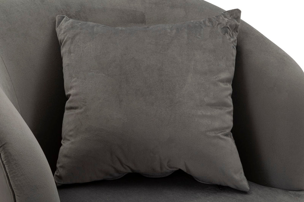 Poltrona Silvery com Almofada - Madeira e Veludo Cinza com Pernas Pratas - 73 cm x 66 cm x 78 cm - A minha loja
