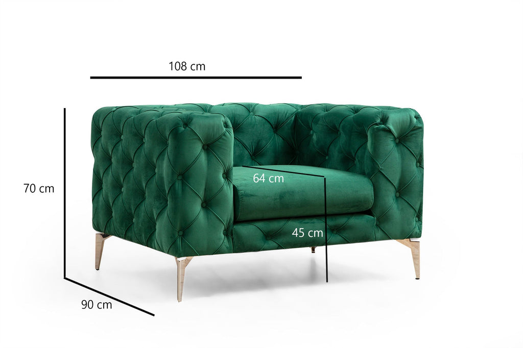 Poltrona "Verde Lux" – 108x90x70 cm – Cor Verde - Design Moderno - A minha loja