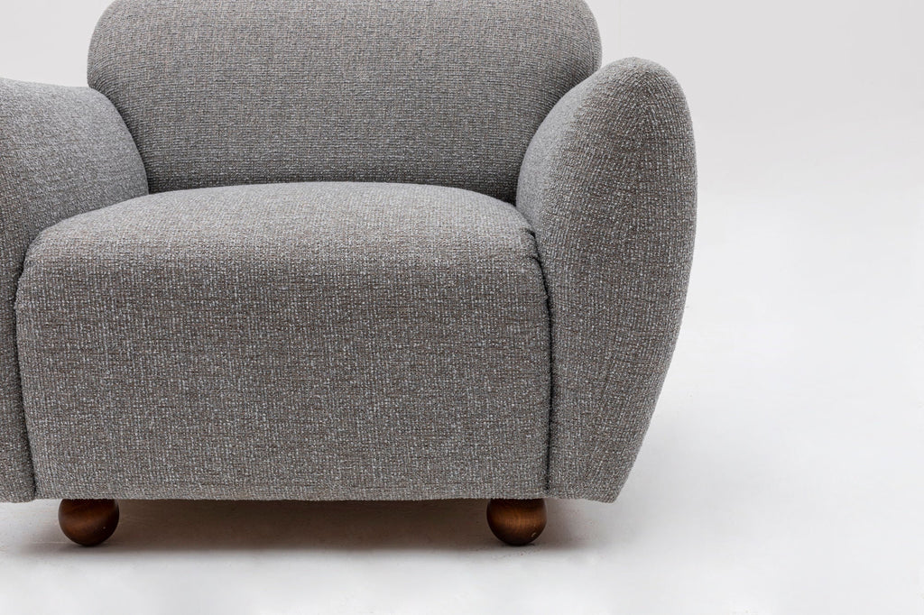 Poltrona Wing "Stockholm" - Cinzento Claro com Pernas em Faia - 90x86x86 cm - Design Escandinavo - A minha loja