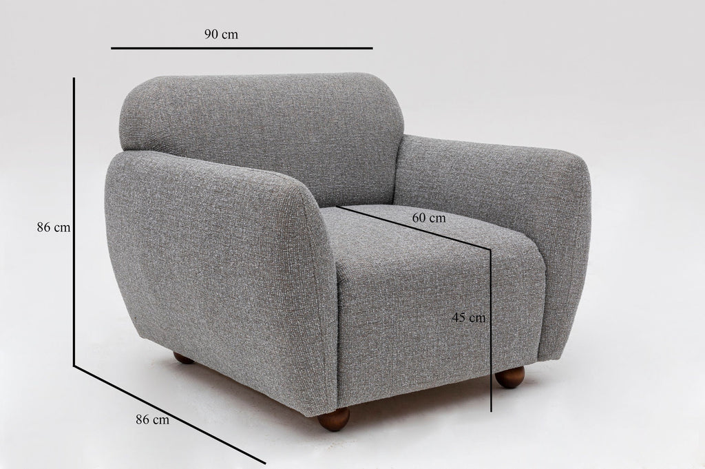 Poltrona Wing "Stockholm" - Cinzento Claro com Pernas em Faia - 90x86x86 cm - Design Escandinavo - A minha loja