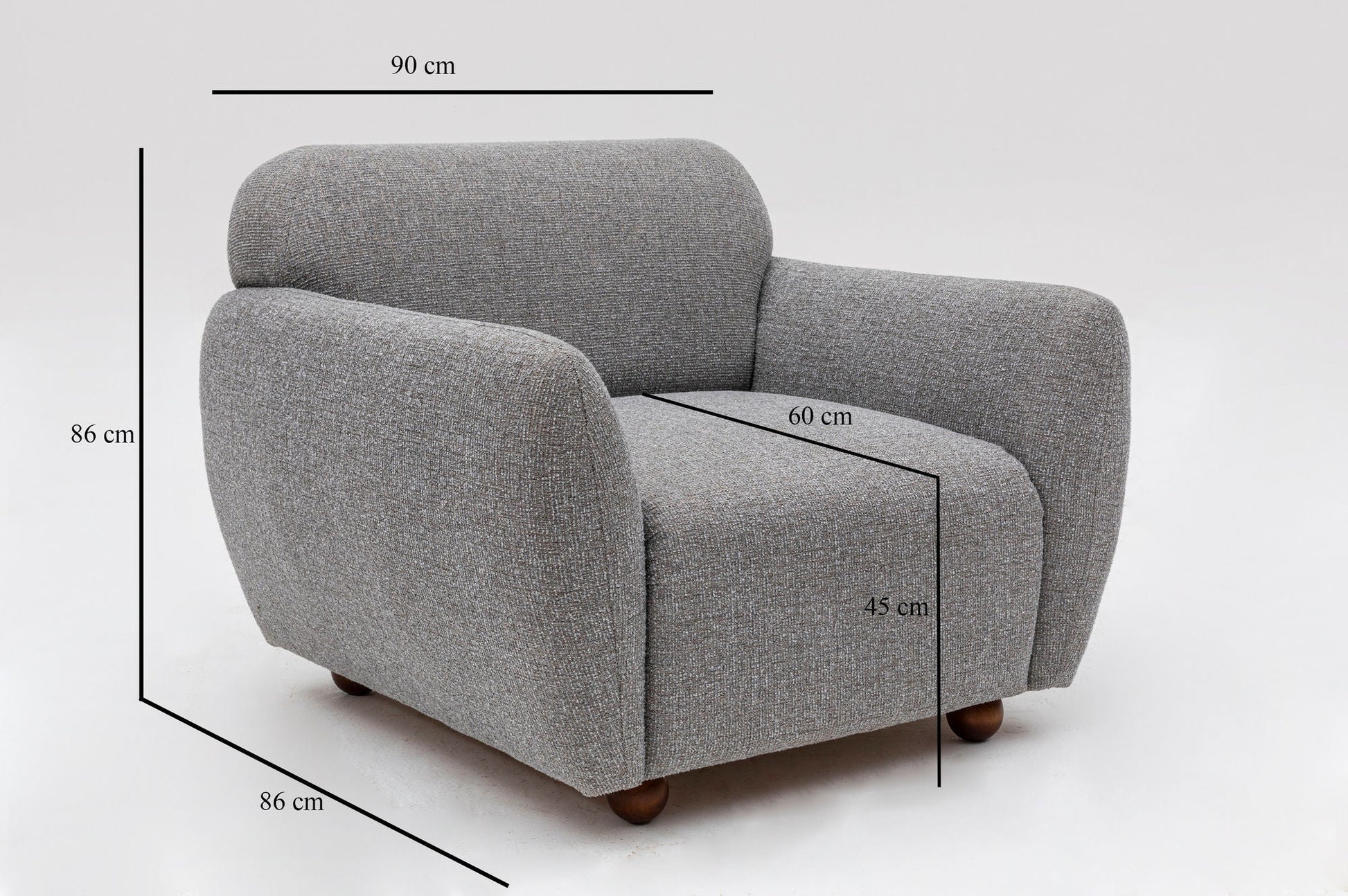 Poltrona Wing "Stockholm" - Cinzento Claro com Pernas em Faia - 90x86x86 cm - Design Escandinavo - A minha loja
