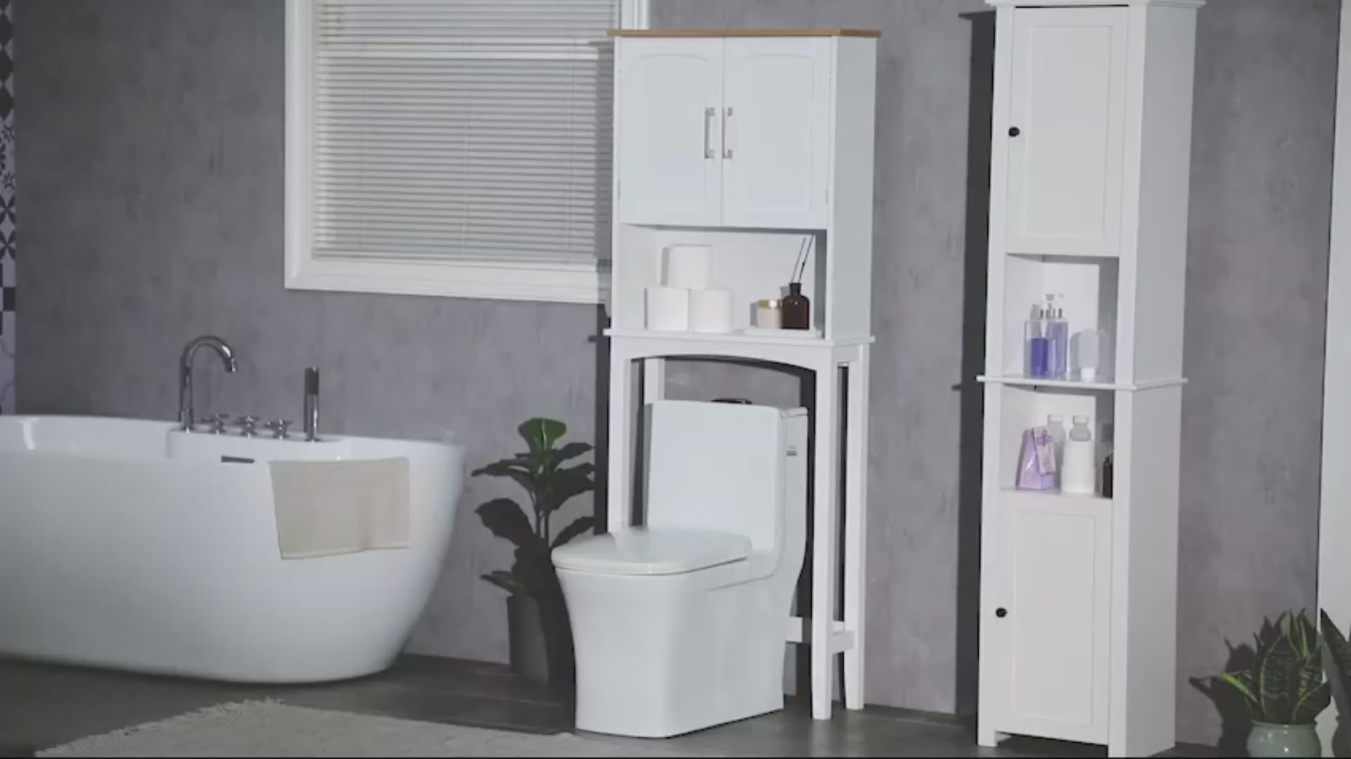 Armário sobre Sanita Armário Alto para Lavanderia com 2 Portas Prateleira Interior Ajustável e Prateleira de Armazenamento para Casa de Banho Carga Máxima 20kg Anti-Tombo 64x22x165cm Branco