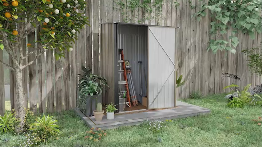 Abrigo de Jardim 1,34m² 161,5x94,5x196cm Abrigo de Exterior de Aço Galvanizado com Porta e Fechadura para Armazenamento de Ferramentas Marrom