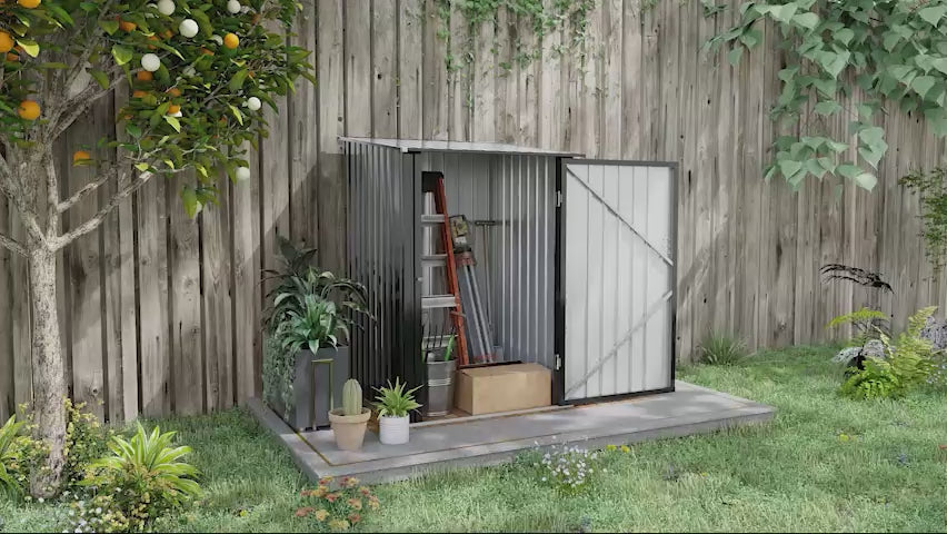 Abrigo de Jardim 0,92 m² 100x103x160cm Abrigo Exterior de Aço Galvanizado com Porta Fechadura e Teto Inclinado para Armazenamento de Ferramentas Cinza Escuro