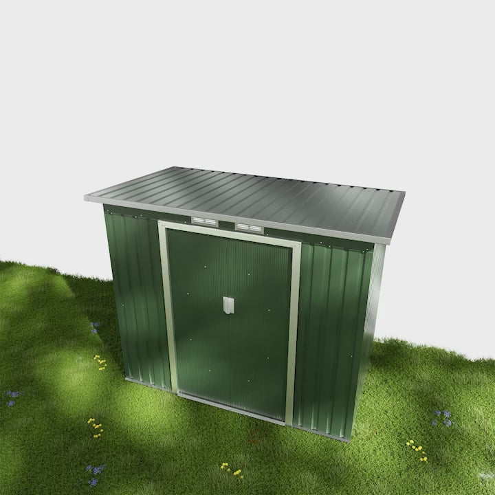 Abrigo de Jardim 213x130x173cm Abrigo de Exterior de Aço Galvanizado com Porta Corredeira e Ventilações para Armazenamento de Ferramentas Verde