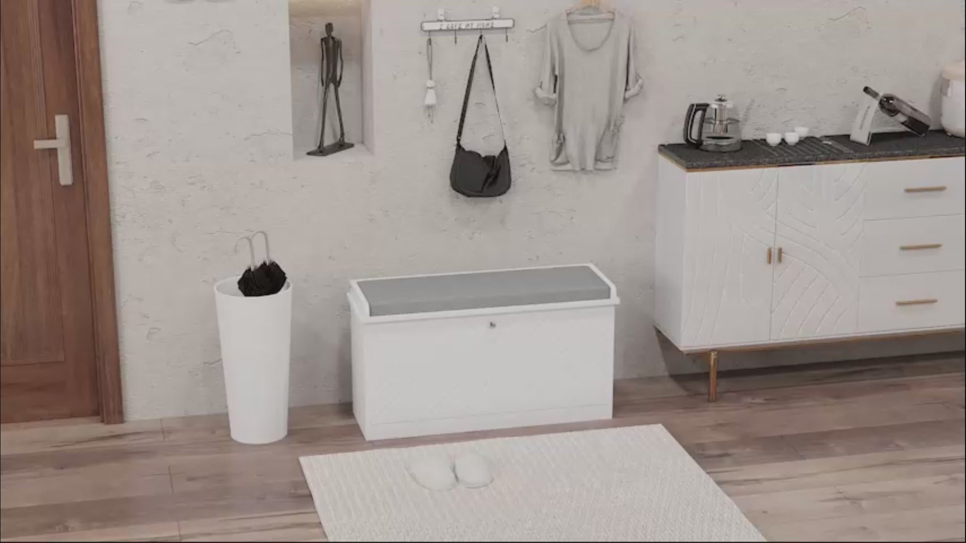 Banco Sapateira Moderno Móvel Sapateira com Banco de Madeira com Prateleiras Ajustáveis e Almofada Acolchoada para 8 Pares de Sapatos para Entrada Corredor 80x26x44,5 cm Branco