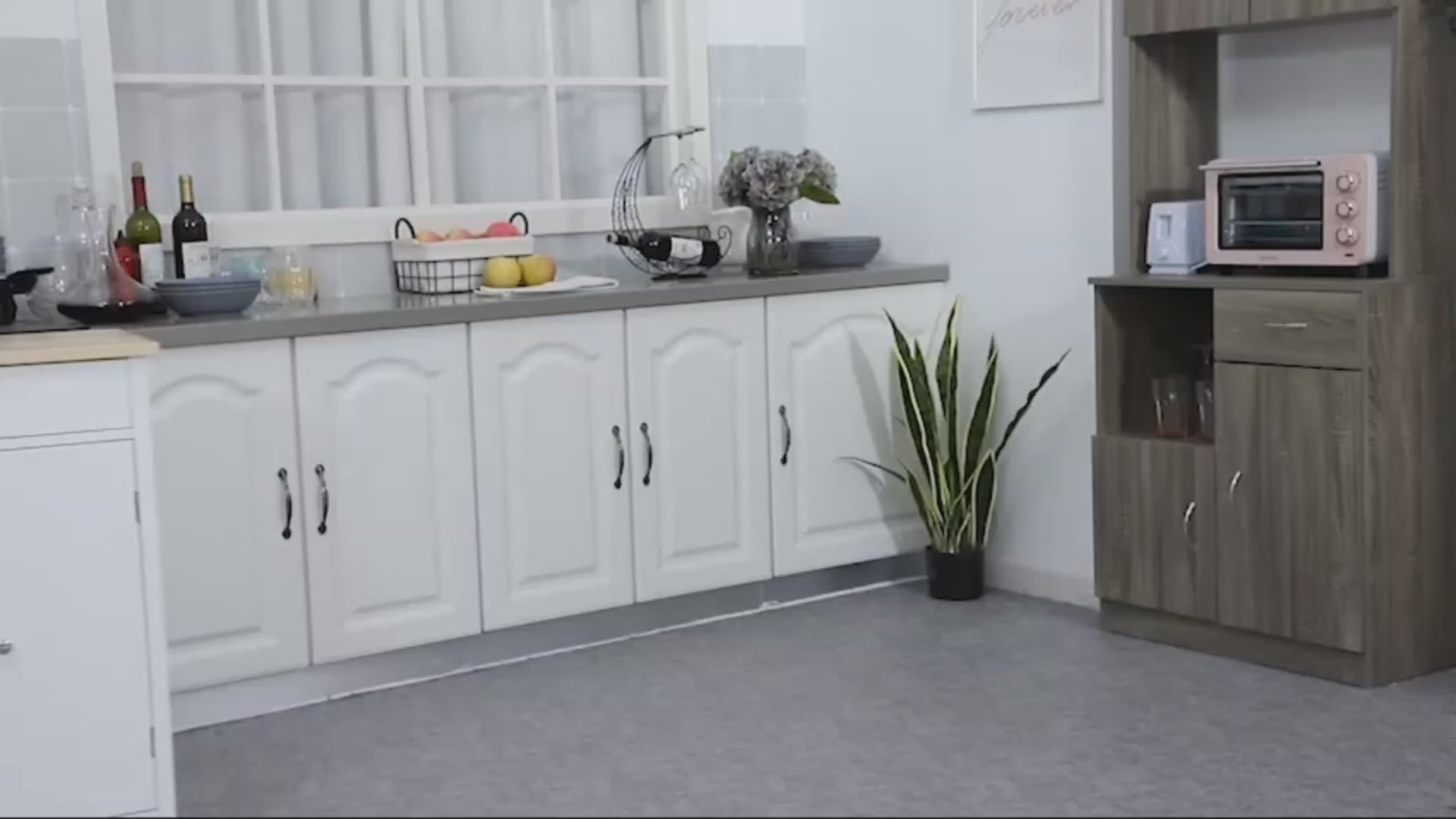 Carrinho de Cozinha Carrinho de Serviço Multifuncional com 1 Gaveta 1 Armário 3 Prateleiras Abertas para Armazenamento 66x39,5x86,5 cm Branco