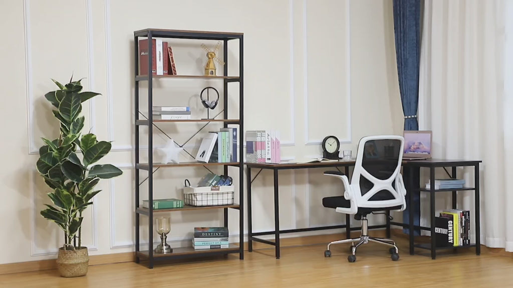 Estantes de estilo industrial com 6 prateleiras abertas para livros Armazenamento da sala de estar Escritório 80x30x180 cm Castanho Rústico