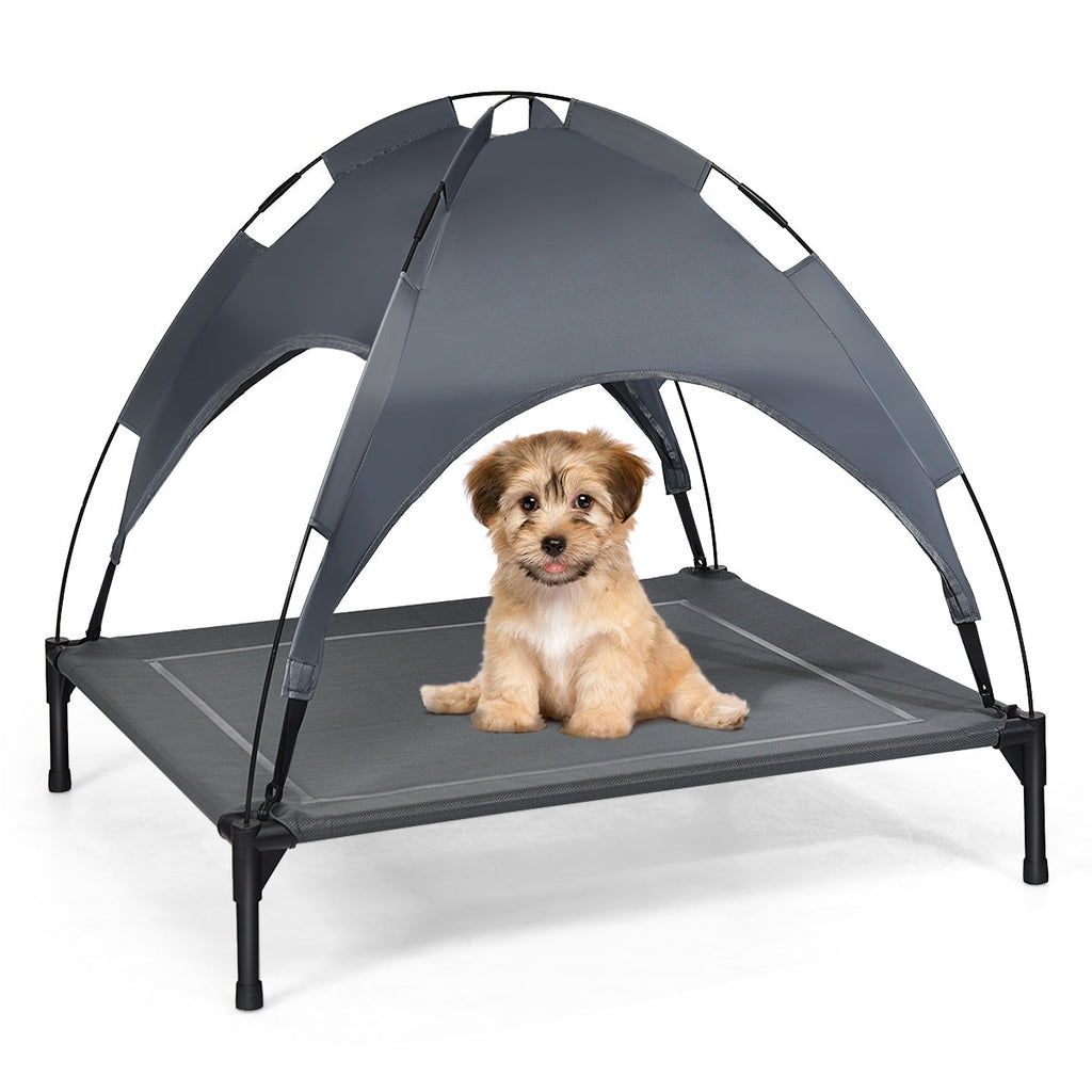 Cama para Cães Leiria com Toldo Desmontável – 90x81x86 cm – Estrutura Elevada e Resistente para Jardim, Praia ou Campismo