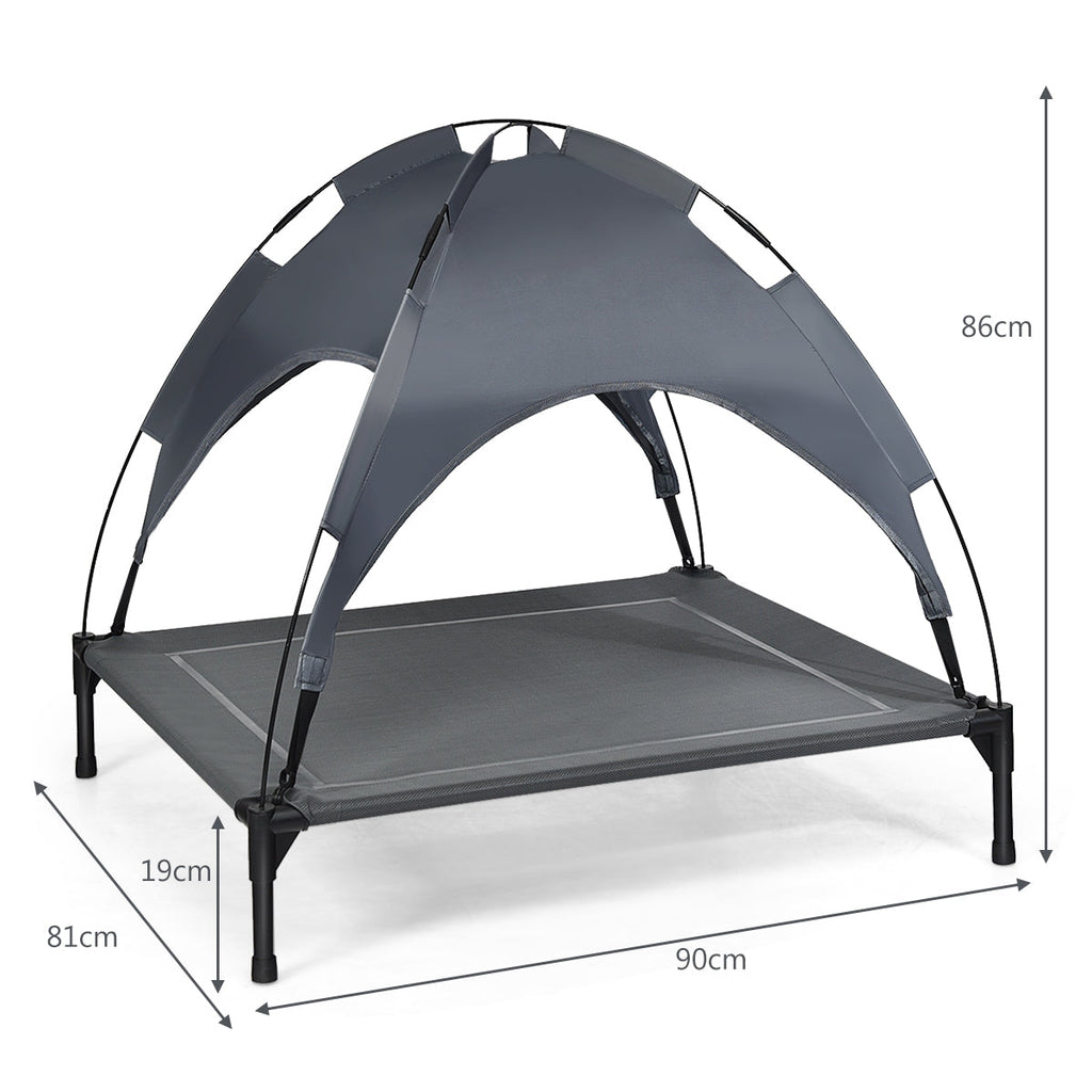 Cama para Cães Leiria com Toldo Desmontável – 90x81x86 cm – Estrutura Elevada e Resistente para Jardim, Praia ou Campismo