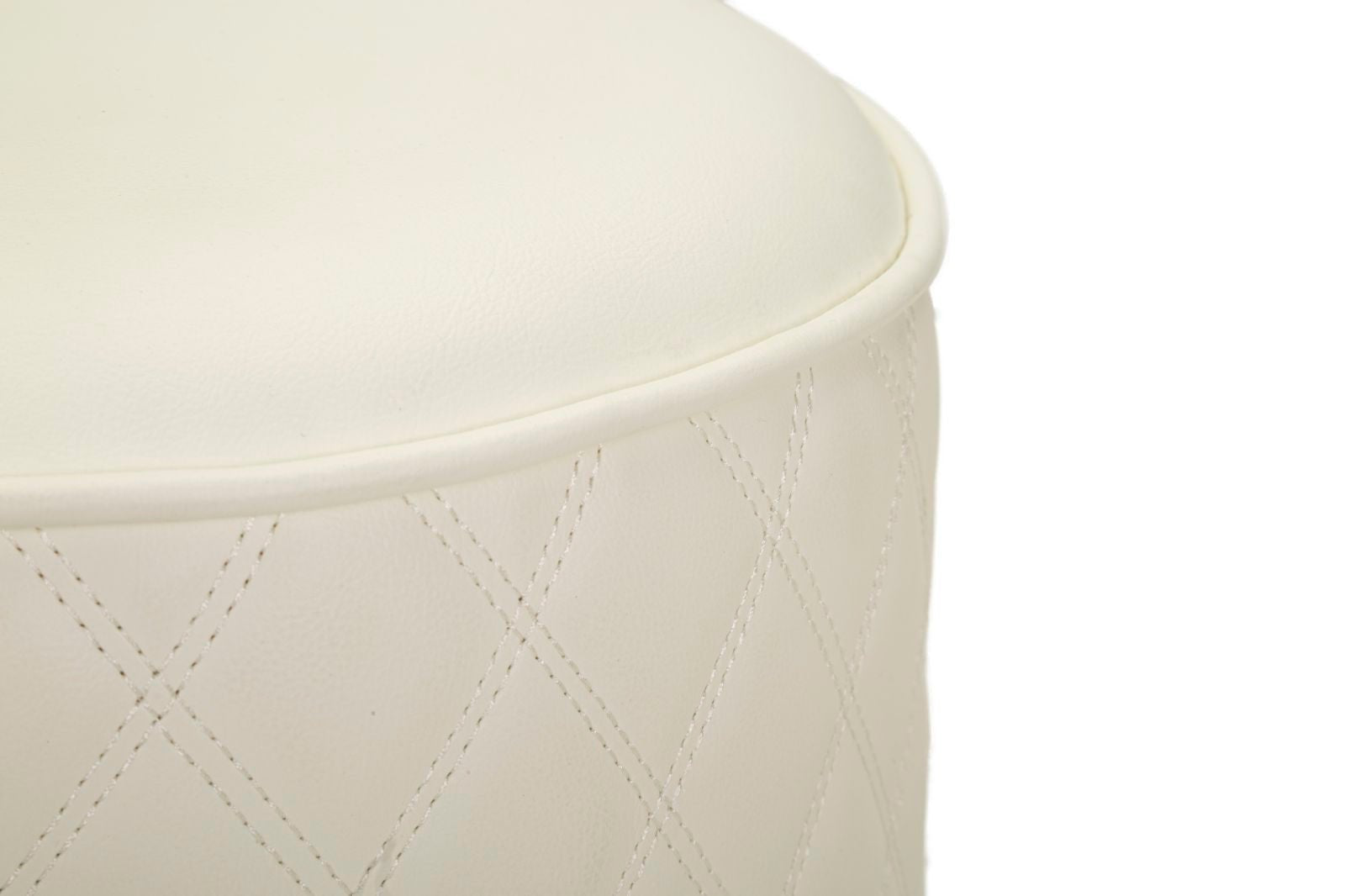 Puff Redondo Sharon - Couro Branco e Base Dourada - Ø 36 cm x 39 cm - A minha loja