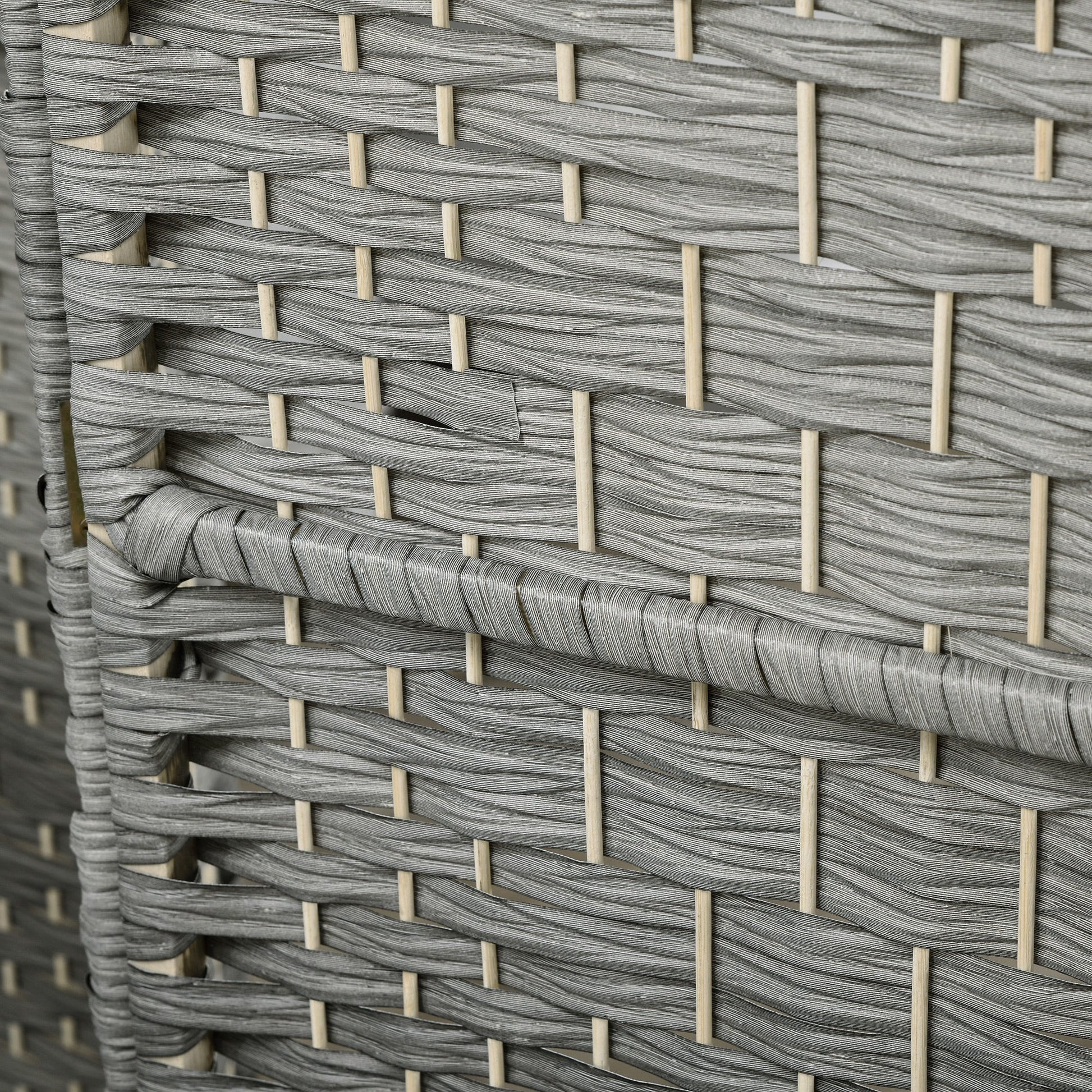 Biombo Dobrável de 6 Painéis Divisor de Ambientes 270x180 cm Ecrã de Privacidade de Polipropileno para Escritório Quarto Cinza Misto