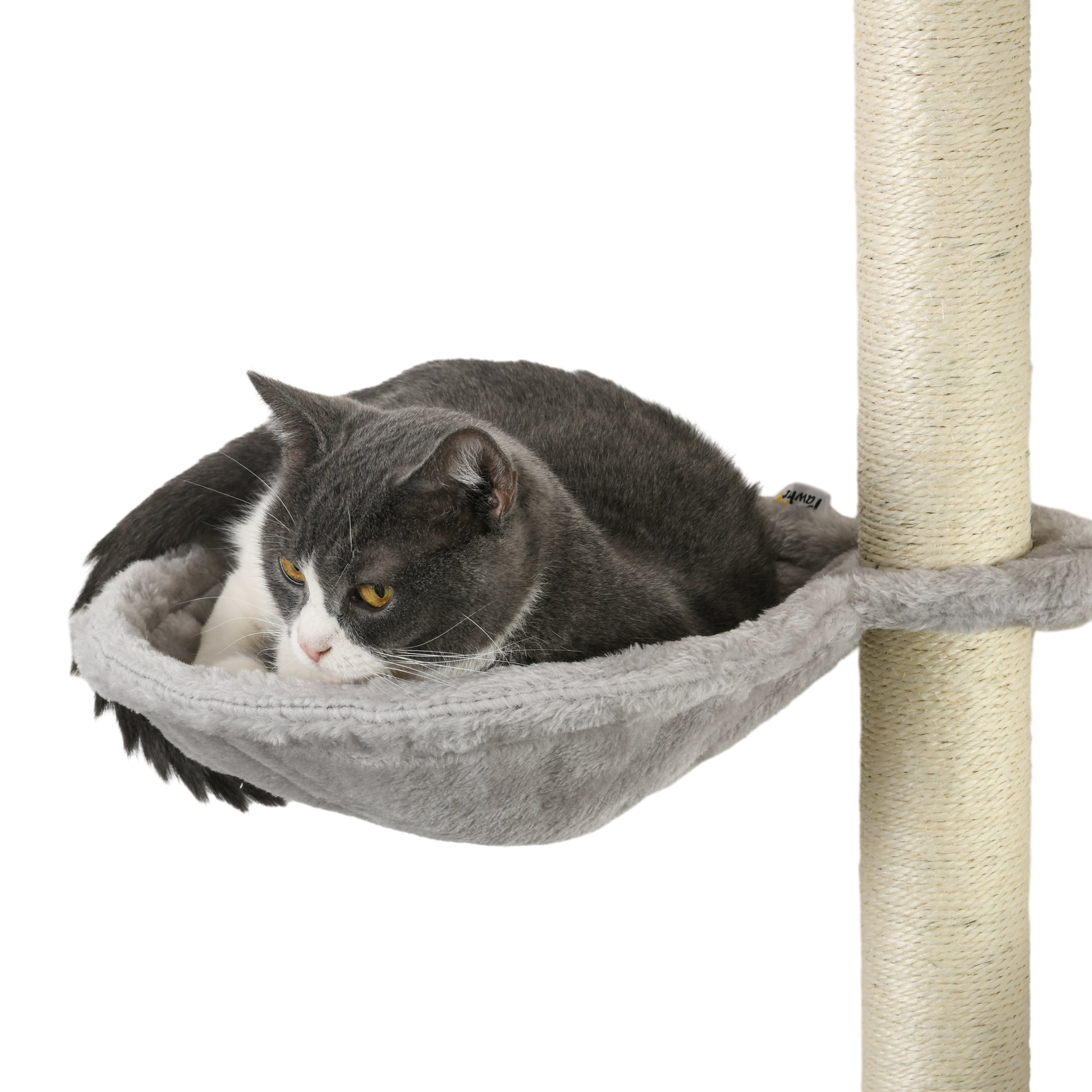 PawHut Conjunto de Prateleiras para Gatos de 4 Peças Arranhador de Parede para Gatos com Rede Postes Arranhadores Escada Suave e Plataformas Cinza